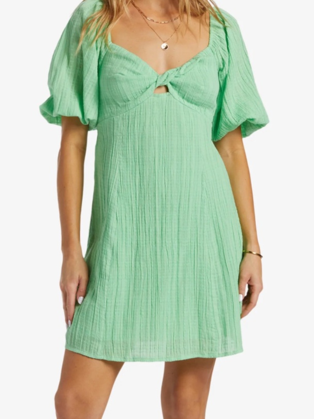 Billabong 100% Cotton Sol Puff Sleeve Coastal Mini Dress  in XS
